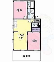 中尾壱番館 2LDKの間取図画像