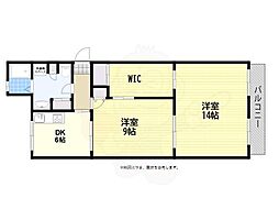 小束山住宅3号棟 2SDKの間取図画像