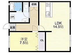 タウニィ大町 1LDKの間取図画像