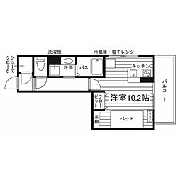 マーレF ワンルームの間取図画像