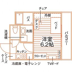 ROYAL新大江 1Kの間取図画像