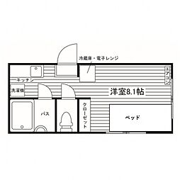 ハイムセラ黒髪 ワンルームの間取図画像