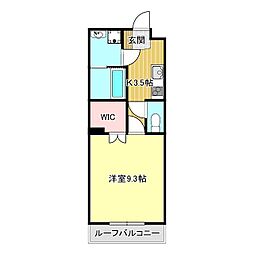 メイユール 4階1Kの間取り