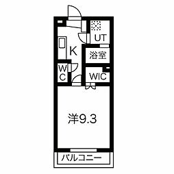 カロレイ日の出町 1階1Kの間取り