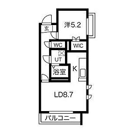 レリーフ 1階1LDKの間取り