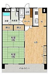 サンモリッツ大里2 2LDKの間取図画像