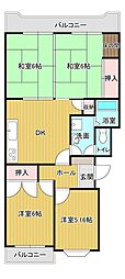 パレス大里 4DKの間取図画像