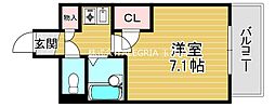 グリーンヒルズ5番館 1Kの間取図画像