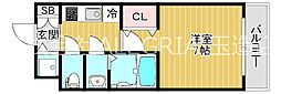 Osaka Metro中央線 緑橋駅 徒歩7分の賃貸マンション 11階1Kの間取り