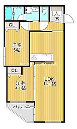 グラン今里NORTH 2LDKの間取図画像