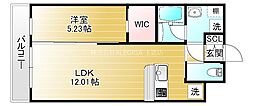 プレジオ玉造 1LDKの間取図画像