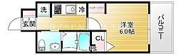 エステムプラザ大阪城パークフロント 1Kの間取図画像