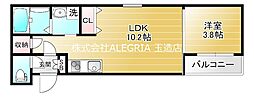 レジデンスコート深江橋 1LDKの間取図画像