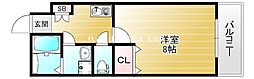 AQUAPALACE7 1Kの間取図画像