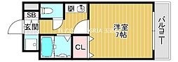 グランデージ今里 1Kの間取図画像