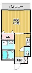 ラシーヌ玉造 1Kの間取図画像