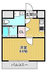 ジアコスモ大阪城南 1Kの間取図画像