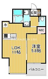 エイチ・ツーオー今里東 1LDKの間取図画像