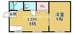 金沢マンション 1DKの間取図画像