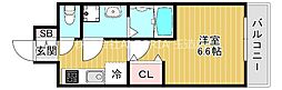 ESLEAD大阪城南GRANDUX 1Kの間取図画像