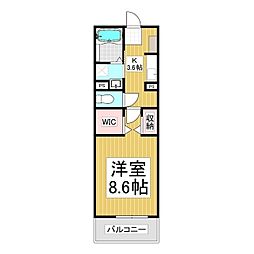 コンフォーティア茅野本町西　Ａ棟 3階1Kの間取り