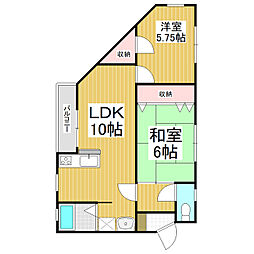 アプルハイツ南 2LDKの間取図画像
