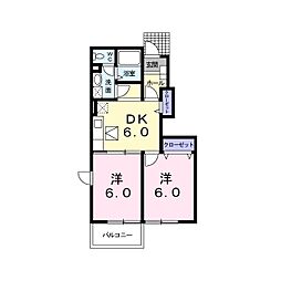 レジーナA 2DKの間取図画像