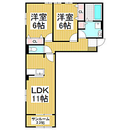 カーサコスモ1 2LDKの間取図画像