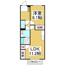サープラス白砂 1LDKの間取図画像