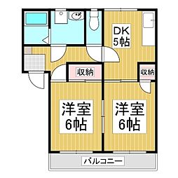 フレグランスユーC 2DKの間取図画像