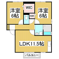 シャルム矢沢B 2LDKの間取図画像
