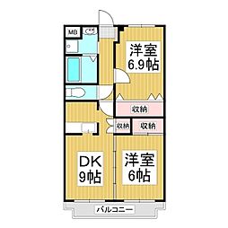 クインス 2DKの間取図画像