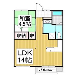 ハイランドコーポ 1LDKの間取図画像