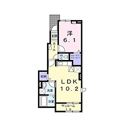プラシード 1LDKの間取図画像