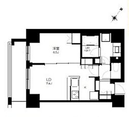 プライマル勝どき 6階1LDKの間取り
