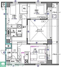 ユリカロゼ篠崎駅前 13階2LDKの間取り