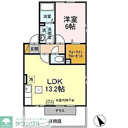 ティアレスクエアD 1LDKの間取図画像