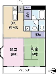 サンライズ春日 2DKの間取図画像