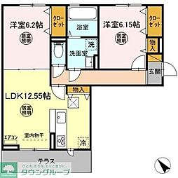 ミッドタウンおゆみ野 2LDKの間取図画像