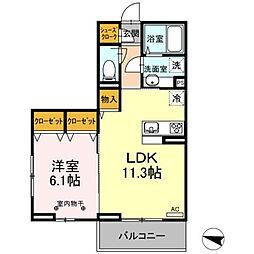 ヴェルドミールカシマ2 1LDKの間取図画像