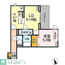 (仮称)前原東2丁目PJ Dーセアリス前原東 1LDKの間取図画像