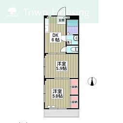 アロー二俣 2DKの間取図画像