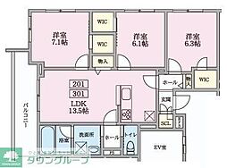市川市末広2丁目マンション 3LDKの間取図画像