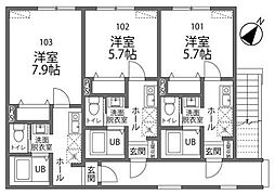 パステールグラン大森台 1Kの間取図画像