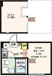ハーモニーテラス鎌倉3 ワンルームの間取図画像