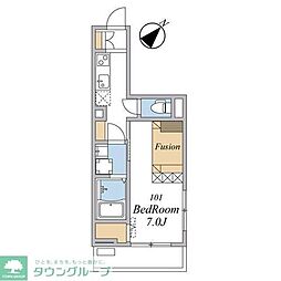 ウィンドテラス船橋宮本I 1Kの間取図画像