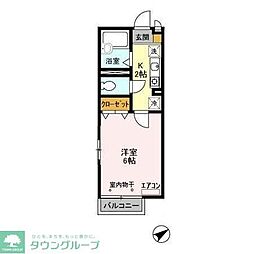 ヴィラロッソ 1Kの間取図画像