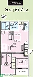 カームグレイスI 2LDKの間取図画像