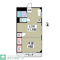 船橋セブンハイツ 1LDKの間取図画像