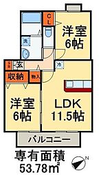 ルピナス幕張2 2LDKの間取図画像